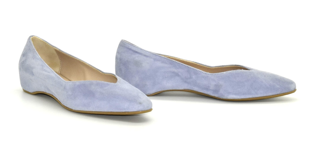 NWOB ITALEAU Flexcam Celeste/Blue Suede Hidden Wedge Ballet Shoes Size 36